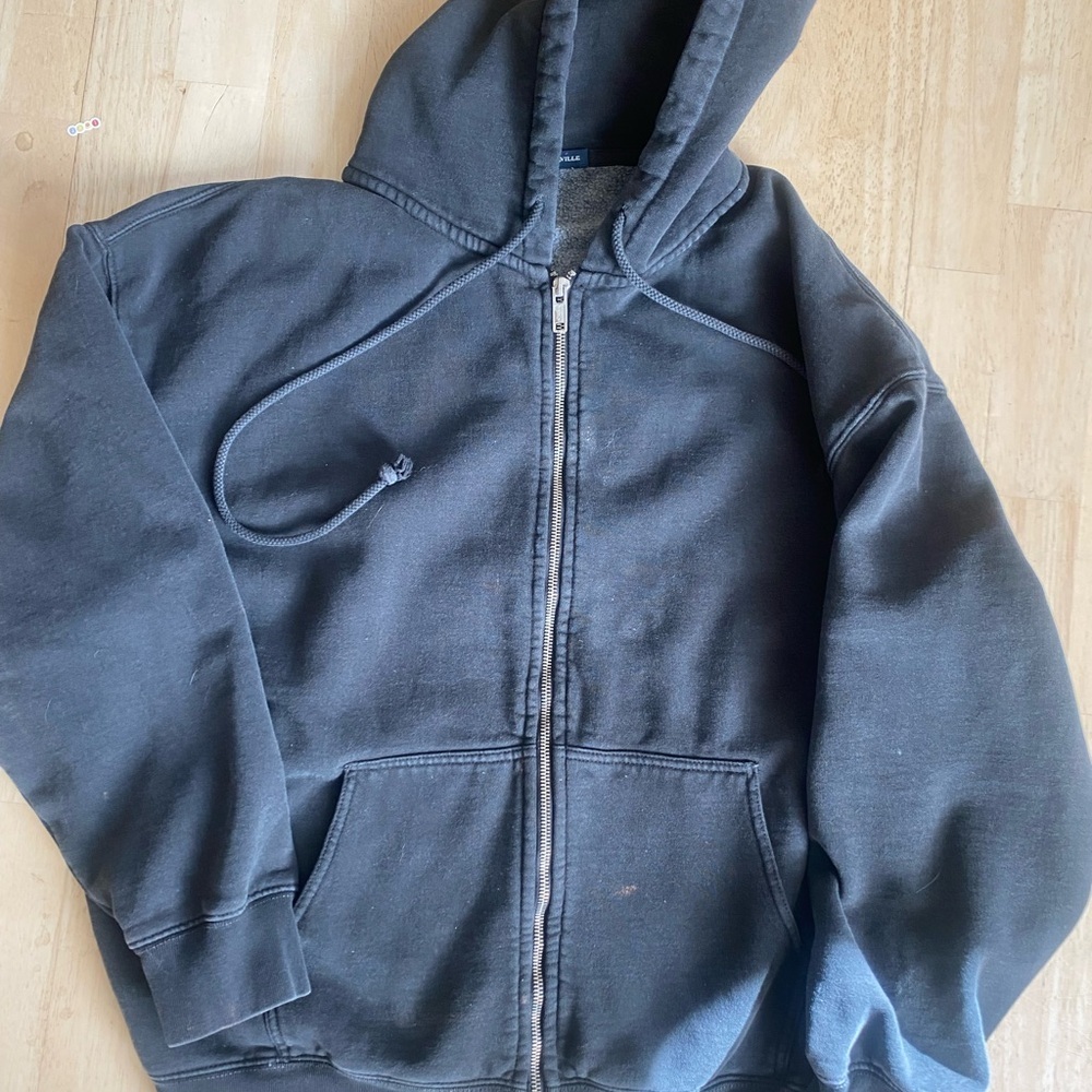 Brandy Melville Charcoal Zip-Up Hoodie
